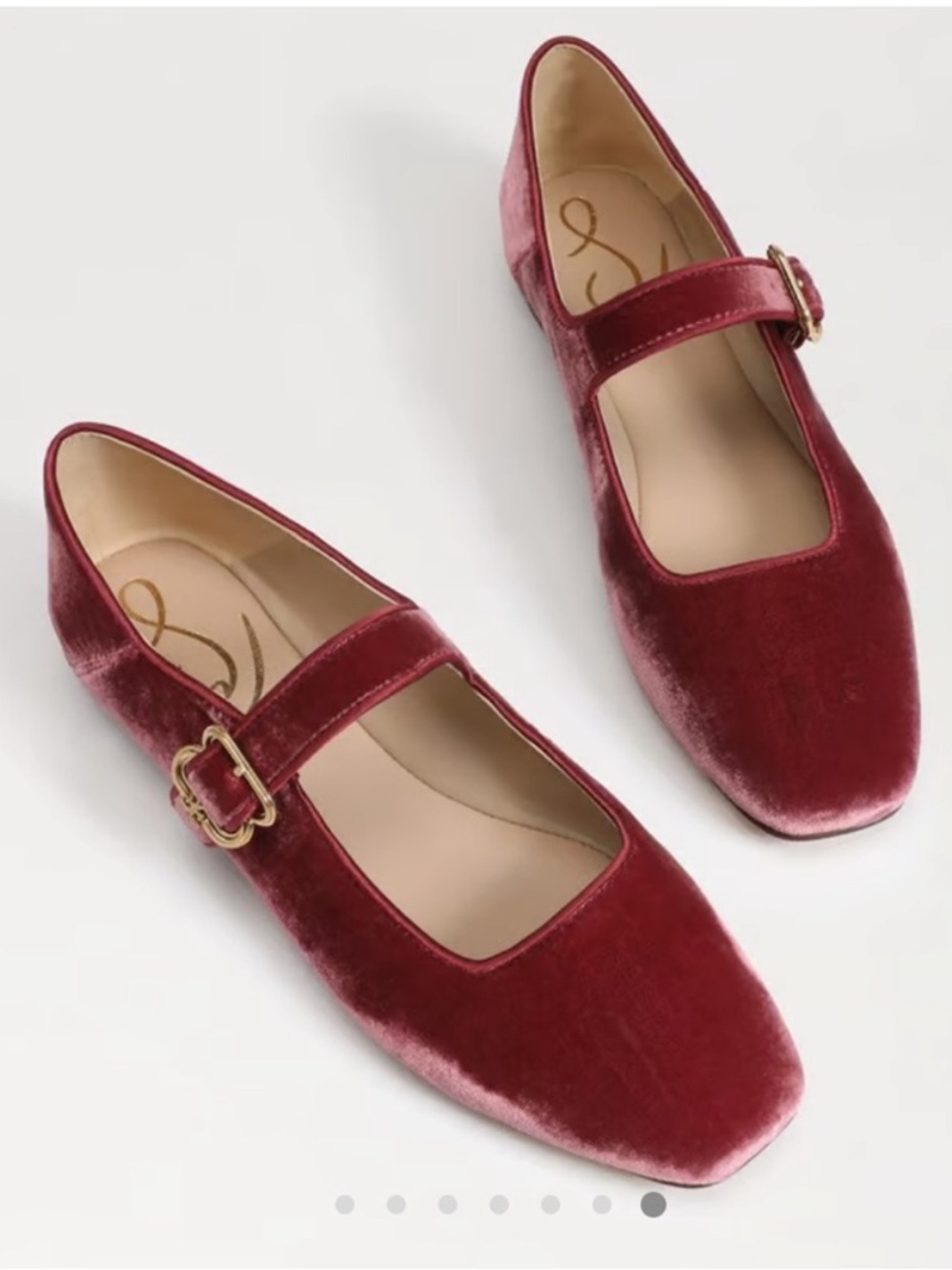 Sam Edelman Velvet Mary Jane Flats in Raspberry square toe